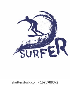 Blue surfer graphic design vector art