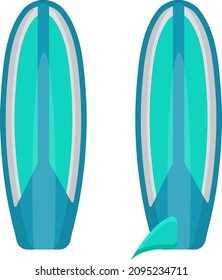 Blue surfing board, illustration, vector on a white background.