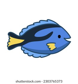 Blue Surgeonfish Underwater wildlife creature isolated vector illustration