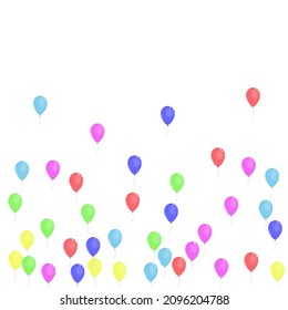 Blue Surprise Background White Vector. Helium Congratulation Illustration. Multicolor Carnival. Pink Confetti. Balloon Gift Banner.