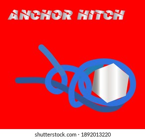 blue survival knot on red background "anchor hitch"