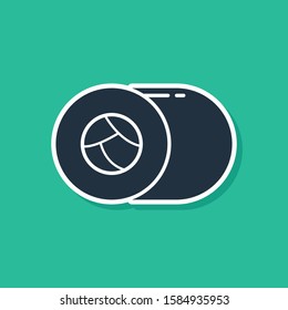 Blue Sushi icon isolated on green background. Traditional Japanese food.  Vector Illustration