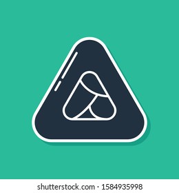 Blue Sushi icon isolated on green background. Traditional Japanese food.  Vector Illustration