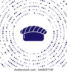 Blue Sushi icon isolated on white background. Traditional Japanese food. Abstract circle random dots. Vector Illustration