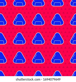 Blue Sushi icon isolated seamless pattern on red background. Traditional Japanese food.  Vector Illustration