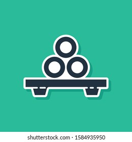 Blue Sushi on cutting board icon isolated on green background. Asian food sushi on wooden board.  Vector Illustration