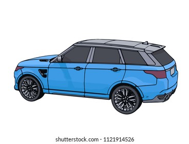 blue SUV car vector