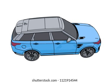 blue SUV car vector