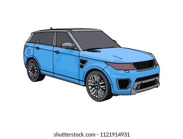 blue SUV car vector
