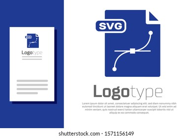 Blue SVG file document. Download svg button icon isolated on white background. SVG file symbol. Logo design template element. Vector Illustration