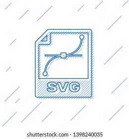 Blue SVG file document icon. Download svg button line icon isolated on white background. SVG file symbol. Vector Illustration svg