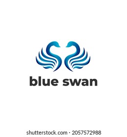 blue swan vector logo template