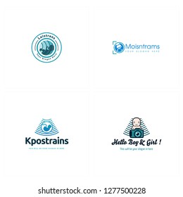 blue swash circle camera baby in the womb badge logo design vector suitable for uterine health Obstetricians 