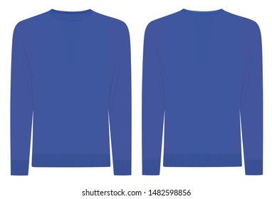 Blue sweater. front and back side. vector illustration