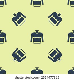 Blue Sweater icon isolated seamless pattern on yellow background. Pullover icon.  Vector