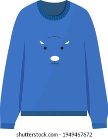 Blue sweater, illustration, vector on white background.