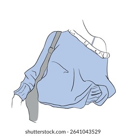 Blue sweater with a knitted pattern