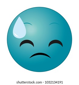 blue sweating face gesture emoji expression