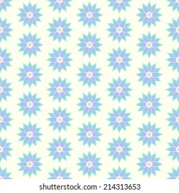 Blue sweet blossom seamless pattern on pastel background. Vintage lotus bloom for graphic or classic design.
