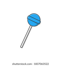 Blue Sweet Lollipop Vector Icon Illustration. Sweet Candy Flat Icon