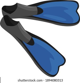 Blue swimfins , illustration, vector on white background