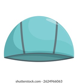Blue swimming cap, protecting hair while swimming in a pool or open water