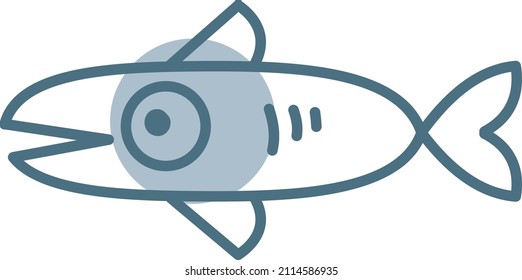 Blue swimming fish, illustration, vector on a white background.