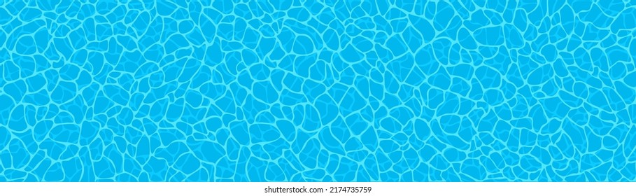 Blue swimming pool background. Long banner of water surface in pool. Vector illustration