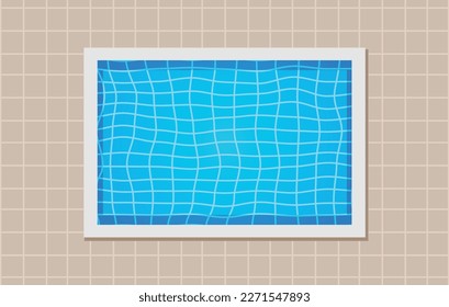 blue swimming pool with land background