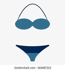 Blue Swimsuit flat icon set isolated 