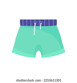 Ropa de baño azul para la ilustración vectorial masculina. Dibujo de dibujos animados de pantalones cortos de baño o calzoncillos aislados en fondo blanco. Verano, concepto de moda