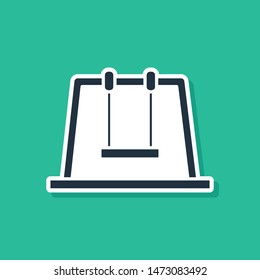 Blue Swing icon isolated on green background. Playground symbol.  Vector Illustration