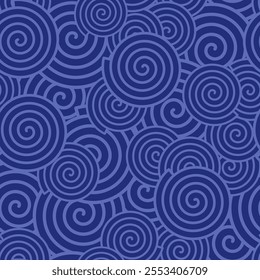 Blue swirl oriental seamless pattern Japanese style for background and fabric.