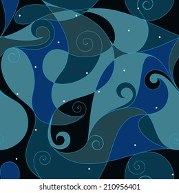 Blue swirl seamless background. EPS8 vector illustration, CMYK global colors.