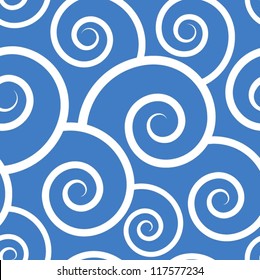 Blue Swirl Seamless Pattern.