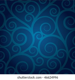 Blue swirl seamless pattern