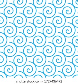 Giro azul sin fisuras patrón retro. Patrón espiral abstracto. Ilustración de vectores de material
