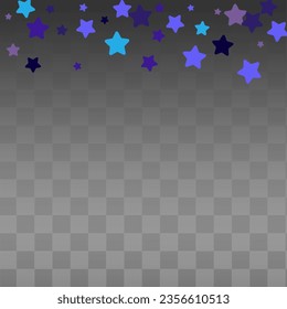 blauer, wirbelnder, schwarz-transparenter Hintergrund. Dunkler Starfall sinkende Einladung. Splash-Jubiläumsgefühl Textur. Weihnachtskarte am Nachthimmel.