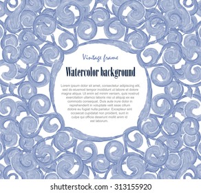 Blue swirl watercolor grunge card background for your project