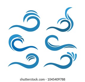 blue swirl wave iconic sign or symbol line art illustration pack