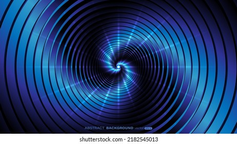 Blue swirling circle glossy shapes and light effect. Geometric abstract background. Vector illustration