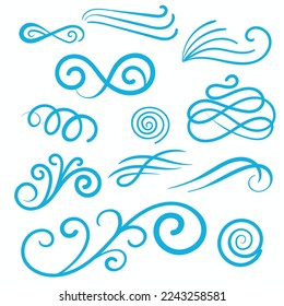 Blue Swirls Swoosh Vector Accent Line Work