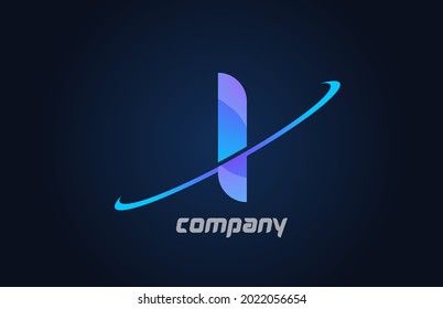 I blue swoosh alphabet letter logo icon template. Creative design for company and business