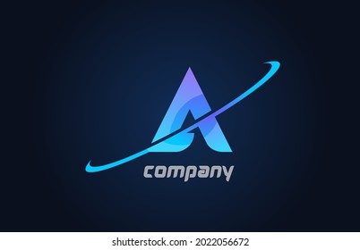 A blue swoosh alphabet letter logo icon template. Creative design for company and business