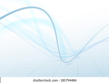 Blue swoosh transparent cable airy waves make rapid speed connection lines perspective abstract background. Vector illustration