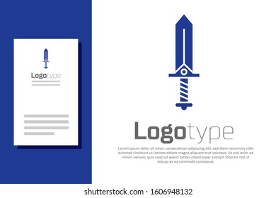 Blue Sword for game icon isolated on white background. Logo design template element. Vector Illustration