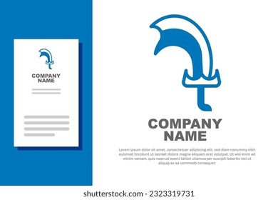 Blue Sword for game icon isolated on white background. Logo design template element. Vector