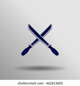 blue Sword Icon button logo symbol concept high quality on the gray background