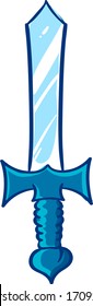 Blue sword, illustration, vector on white background