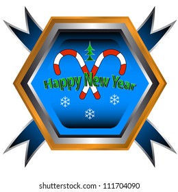 Blue symbol of happy new year with a sign of candy